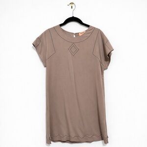 A.P.C. Madras Taupe Shift Dress XS • French Minimalist • Neutral Everyday